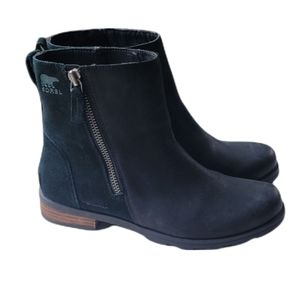 Sorel Emelie Chelsea Black Zip Waterproof Booties Size 9.5